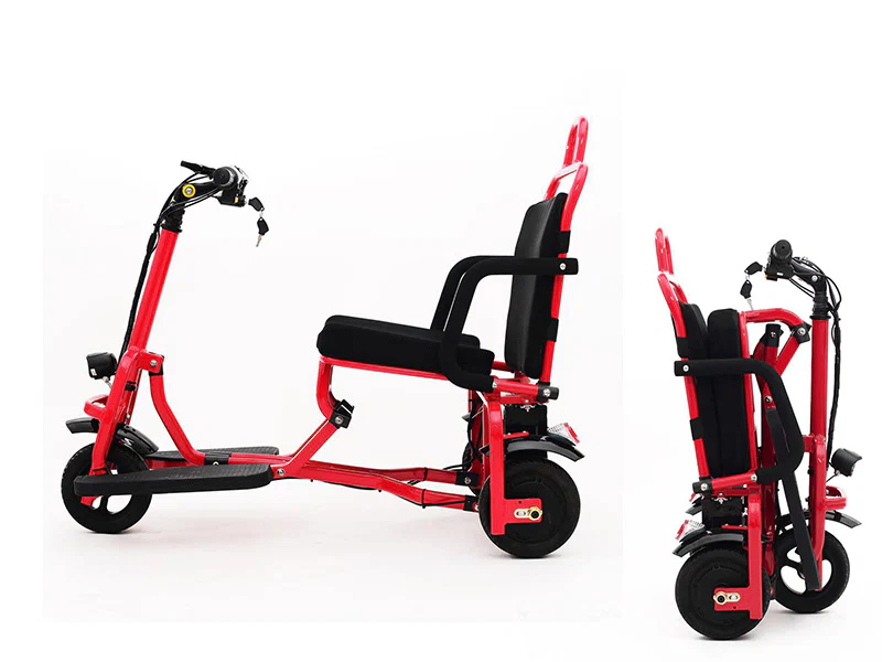 Foldable 3 wheel electric scooter mobility scooter Red - Image 4