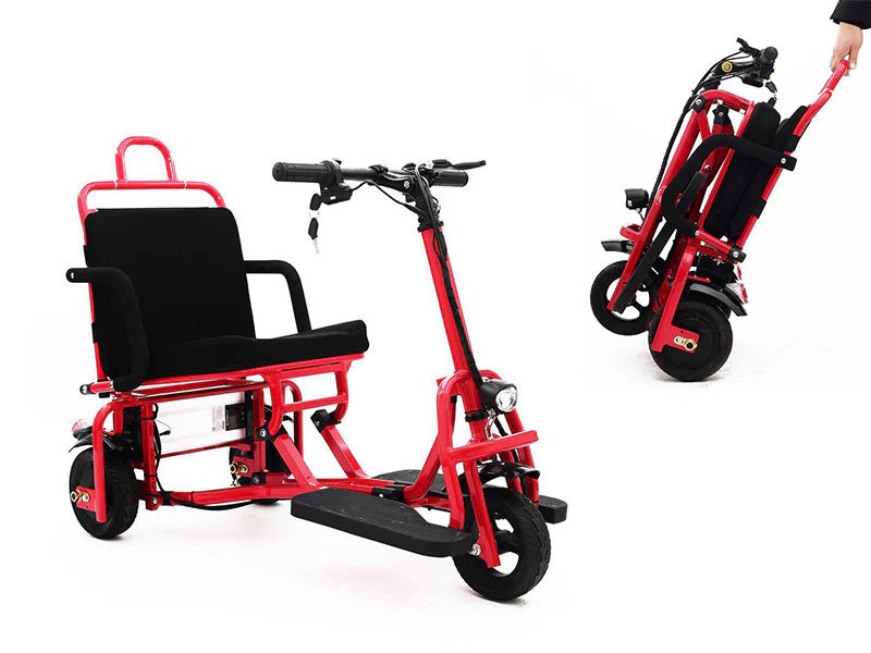 Foldable 3 wheel electric scooter mobility scooter Red - Image 8