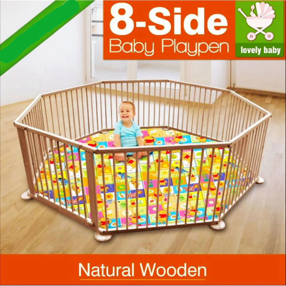 8PC WOODEN BABY PLAYPEN - Image 4