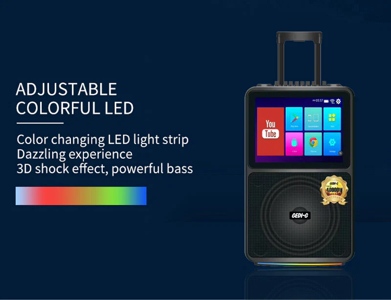 All in 1 Karaoke Machine Touch Screen, Bluetooth party speaker with Wireless microphone - Image 5