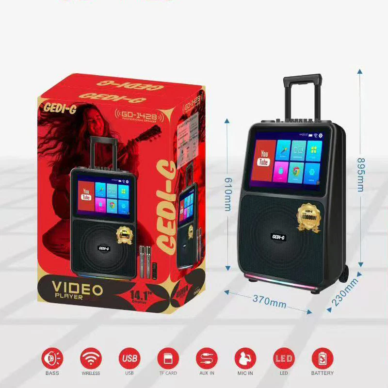 All in 1 Karaoke Machine Touch Screen, Bluetooth party speaker with Wireless microphone - Image 7