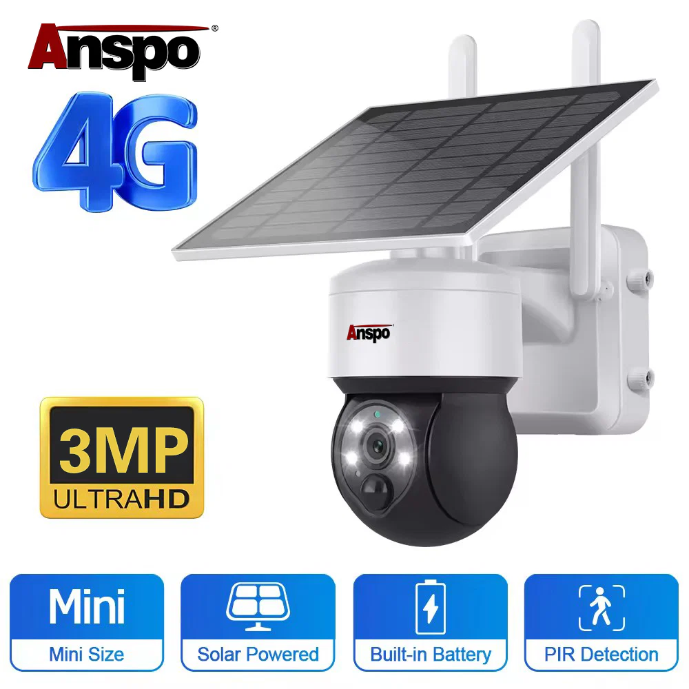 Anspo 4G SIM SOLAR security camera wireless free batteries and 64GB card White - Image 3