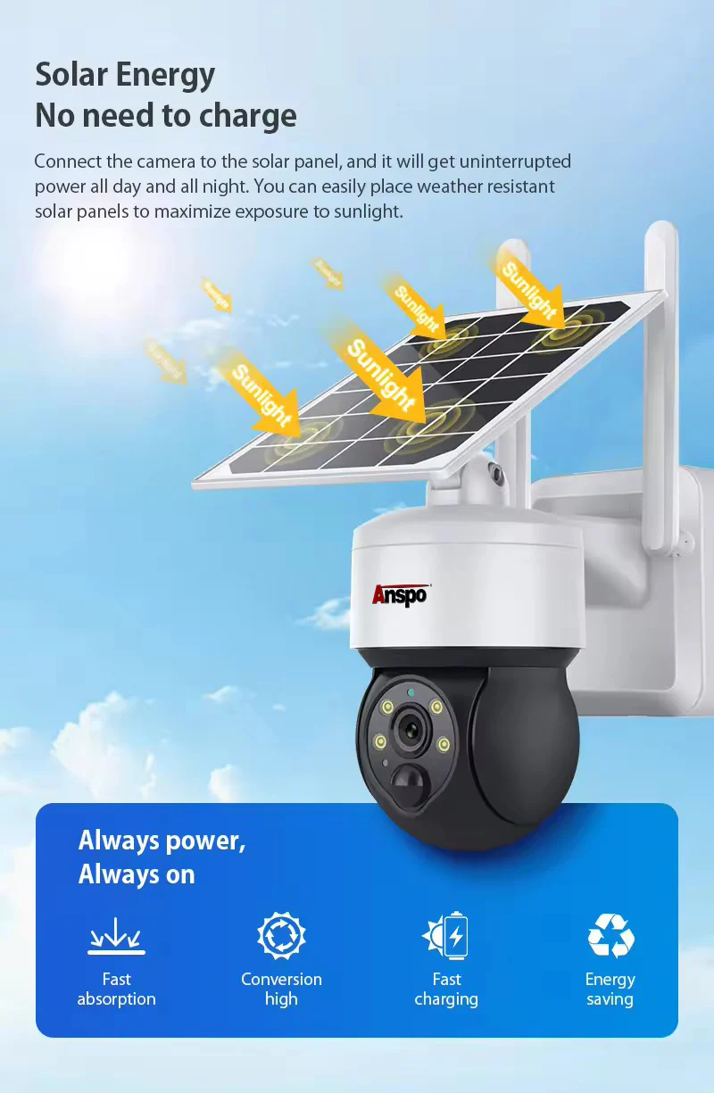Anspo 4G SIM SOLAR security camera wireless free batteries and 64GB card White - Image 6