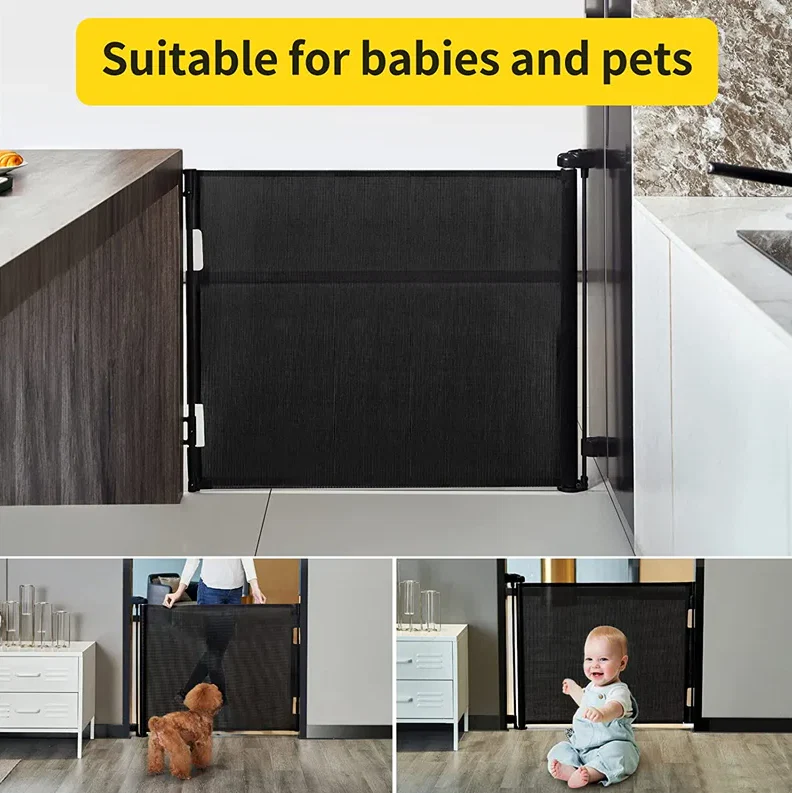 Baby retractable safety gate Black - Image 10
