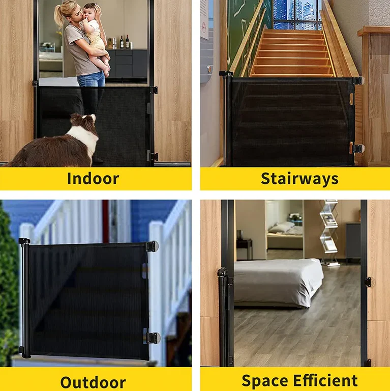 Baby retractable safety gate Black - Image 12