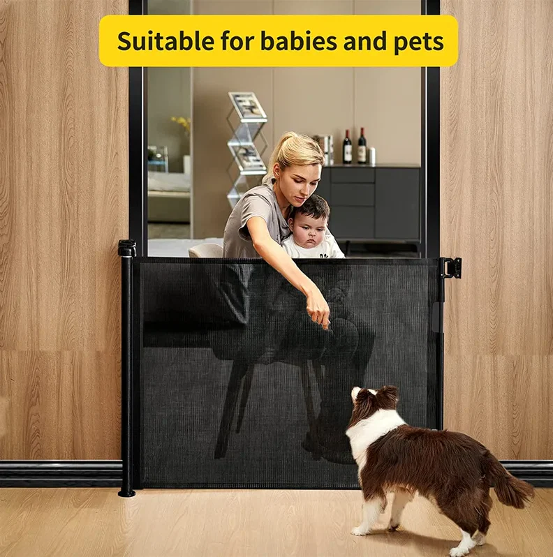 Baby retractable safety gate Black - Image 13