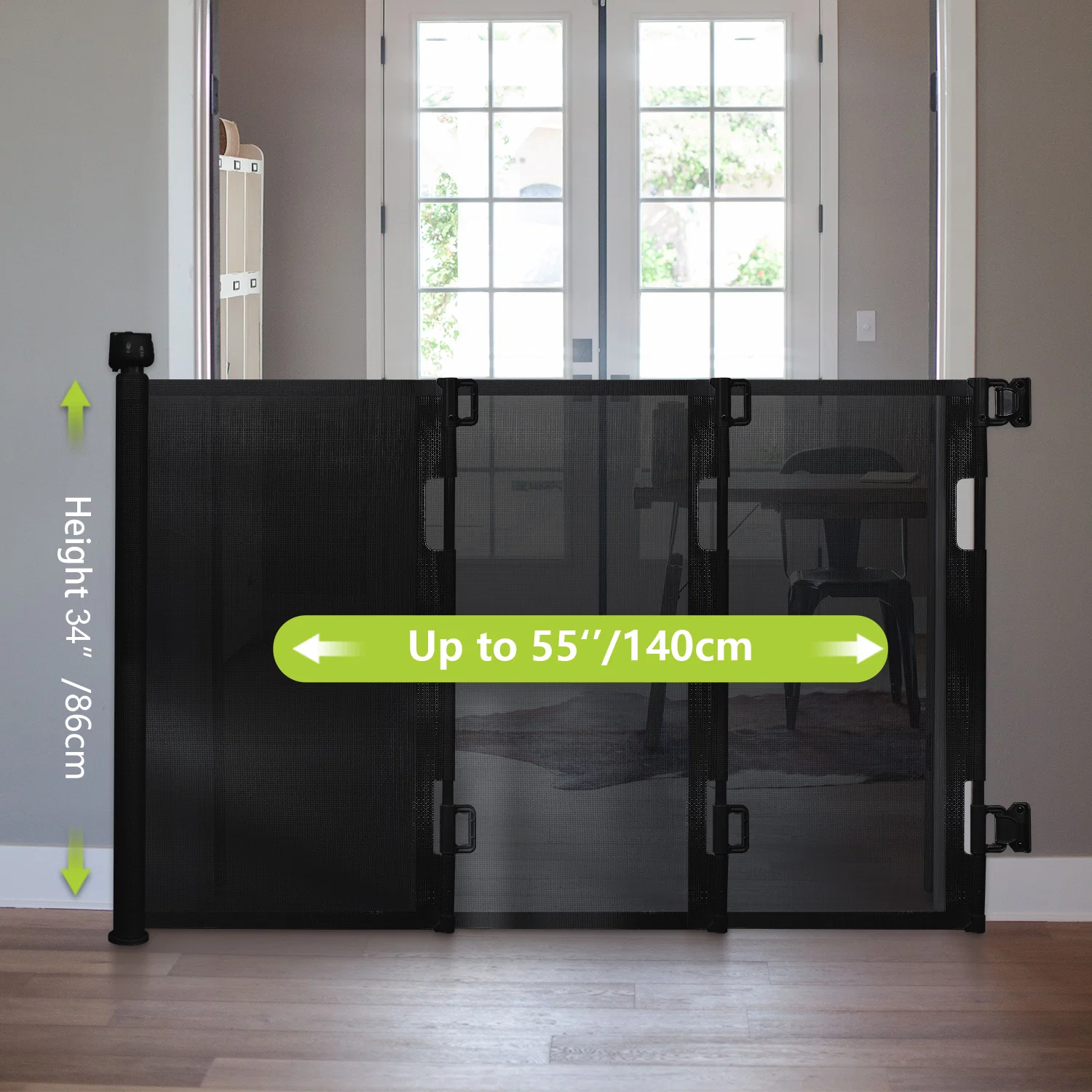 Baby retractable safety gate Black - Image 3