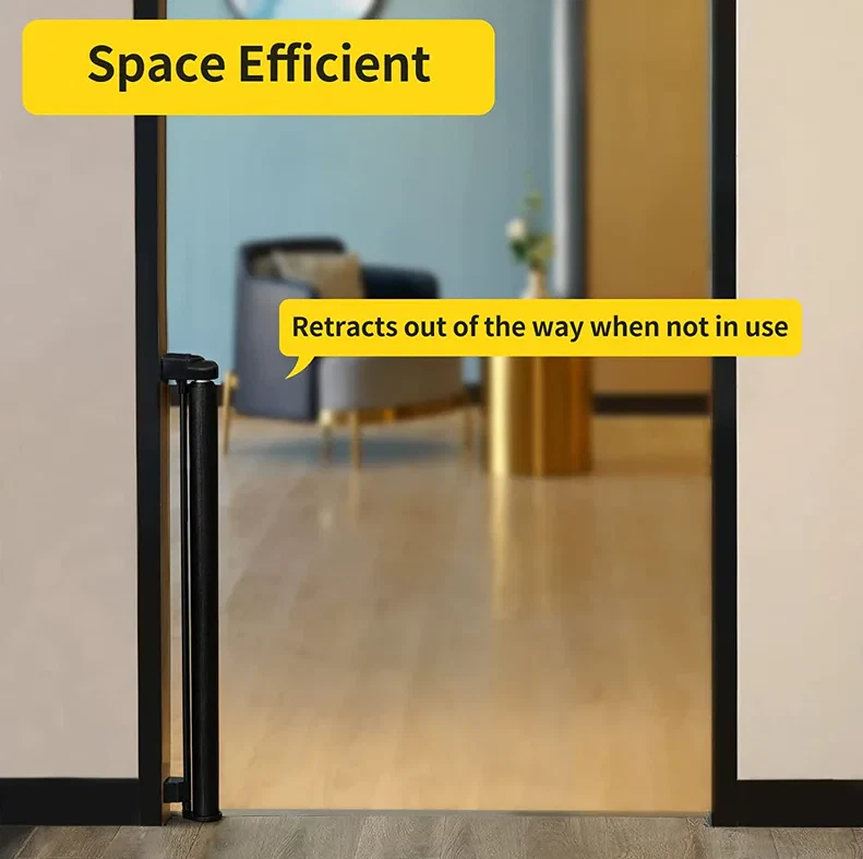 Baby retractable safety gate Black - Image 8