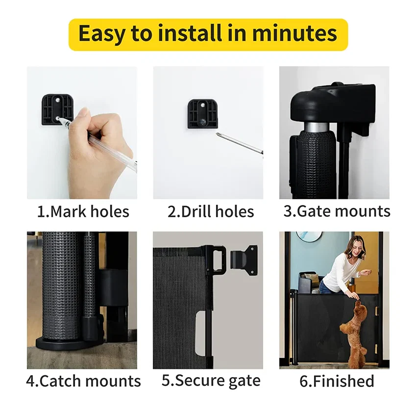 Baby retractable safety gate Black - Image 9