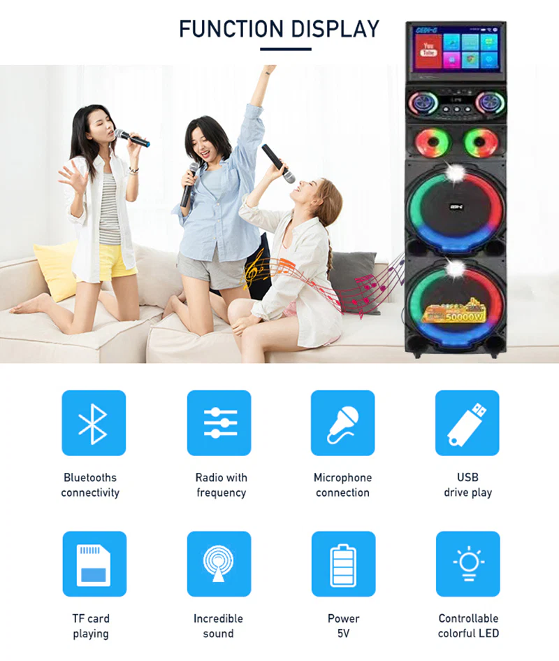 All in 1 Karaoke Machine Touch Screen, Bluetooth party speaker with Wireless microphone - Image 5