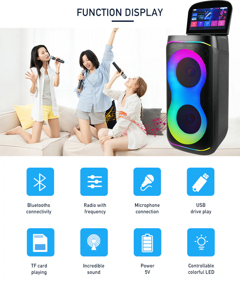 All in 1 Karaoke Machine Touch Screen, Bluetooth party speaker with Wireless microphone - Image 6