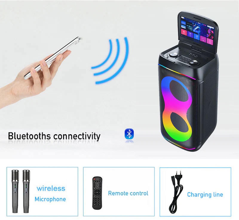 All in 1 Karaoke Machine Touch Screen, Bluetooth party speaker with Wireless microphone - Image 8