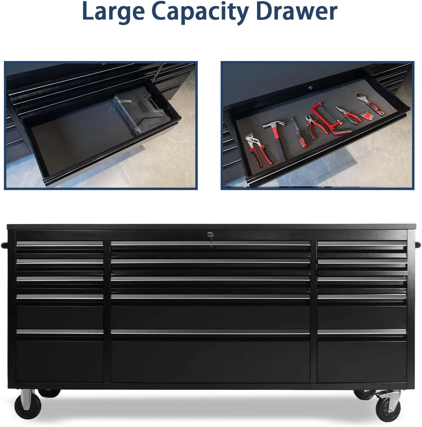72 Inch 15 Drawers black Tool Chest workbench - Image 6