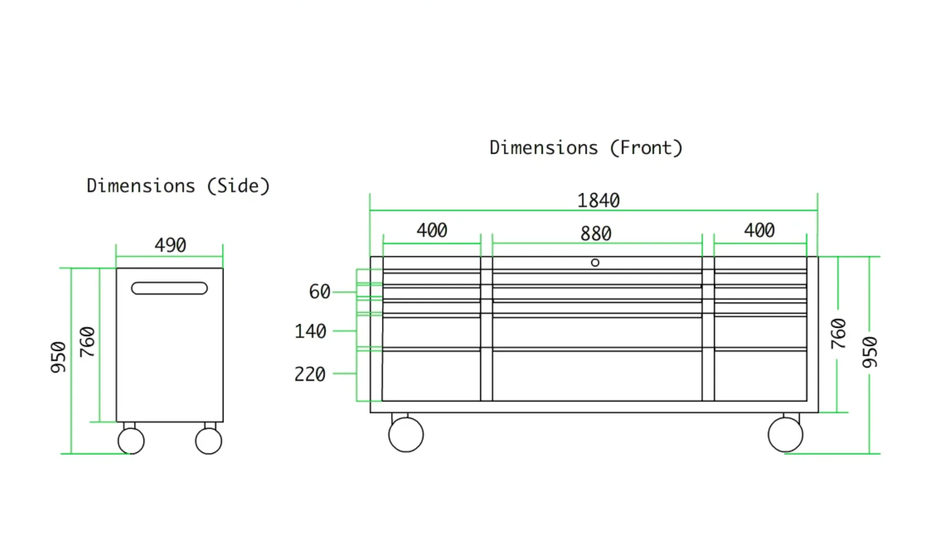 72 Inch 15 Drawers stainless Steel Tool Chest workbench - Image 13