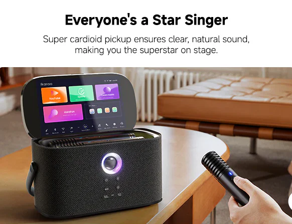 Ikarao S2 Karaoke Machine System With 8″ Touch Screen Wireless Mic - Image 5