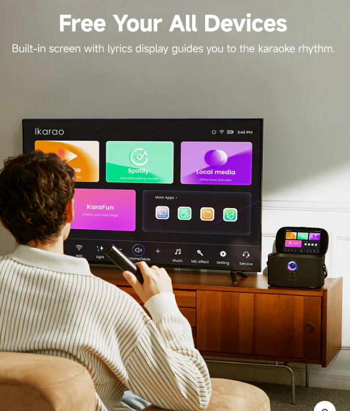 Ikarao S2 Karaoke Machine System With 8″ Touch Screen Wireless Mic - Image 8