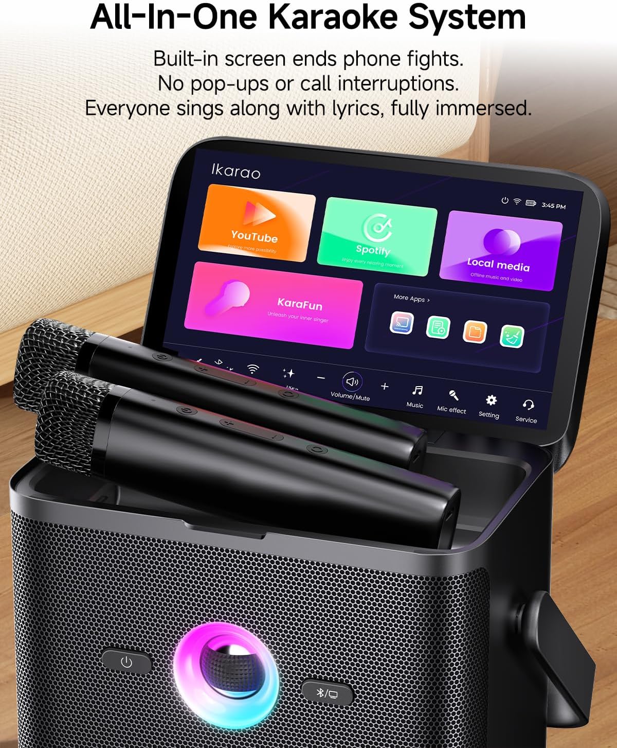 Ikarao S3 Karaoke Machine System With 7″ Touch Screen Wireless Mic - Image 12