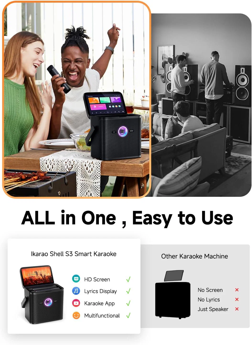 Ikarao S3 Karaoke Machine System With 7″ Touch Screen Wireless Mic - Image 3