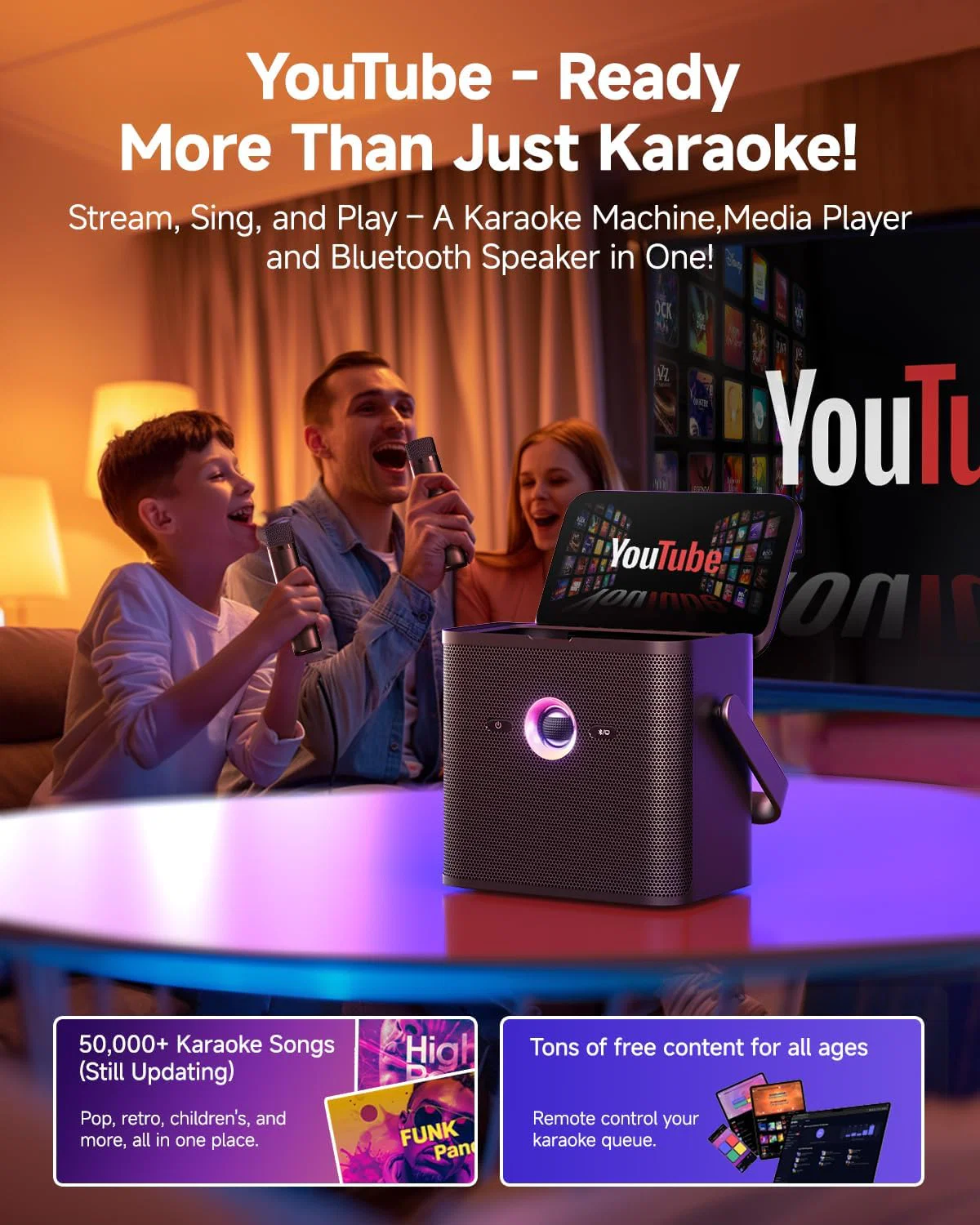 Ikarao S3 Karaoke Machine System With 7″ Touch Screen Wireless Mic - Image 5