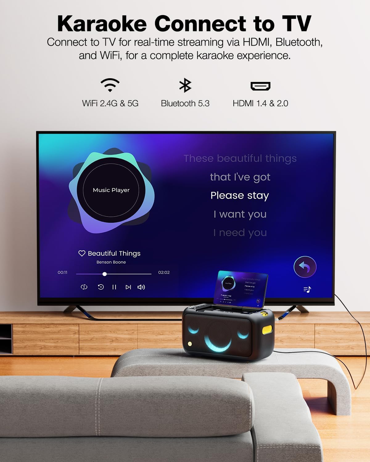 Ikarao Break X1 Karaoke Machine System With 13.3″ Touch Screen Wireless Mic - Image 5