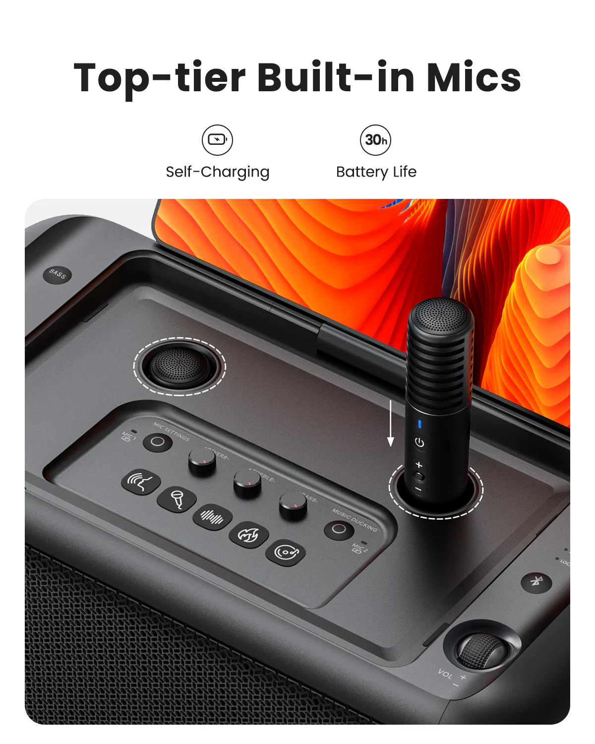 Ikarao Break X1 Karaoke Machine System With 13.3″ Touch Screen Wireless Mic - Image 8