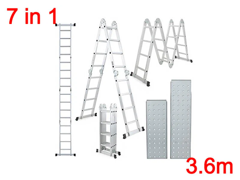 Multi Purpose Ladder 3.6M with two platforms folding ladder - Image 4