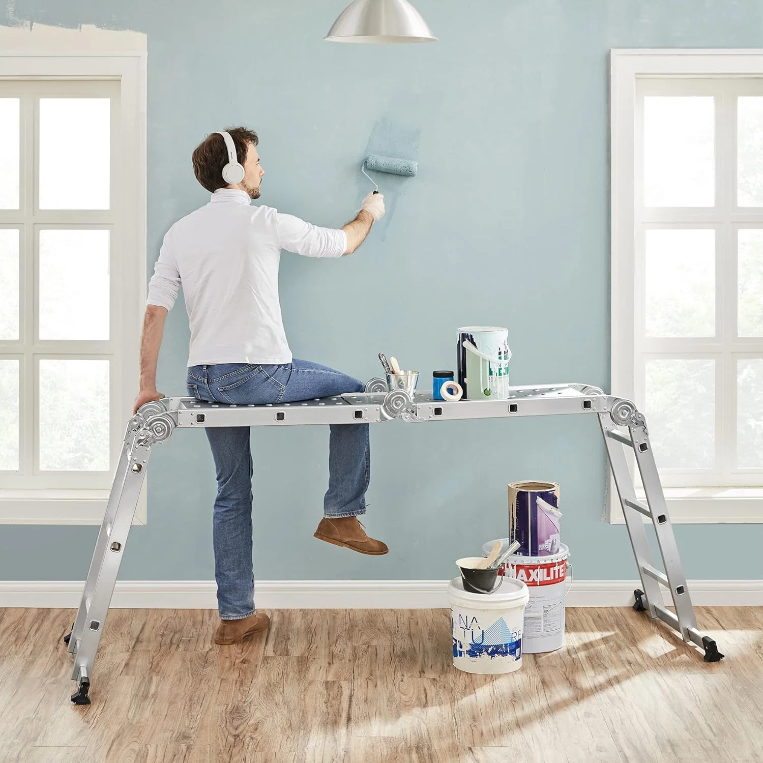 Ladder Multi Purpose 4.7m with two platforms folding ladder - Image 10