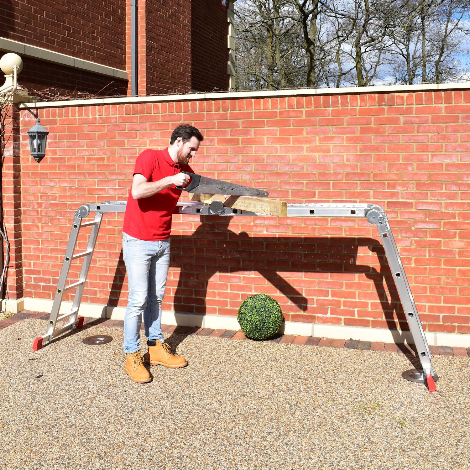 Ladder Multi Purpose 4.7m with two platforms folding ladder - Image 11