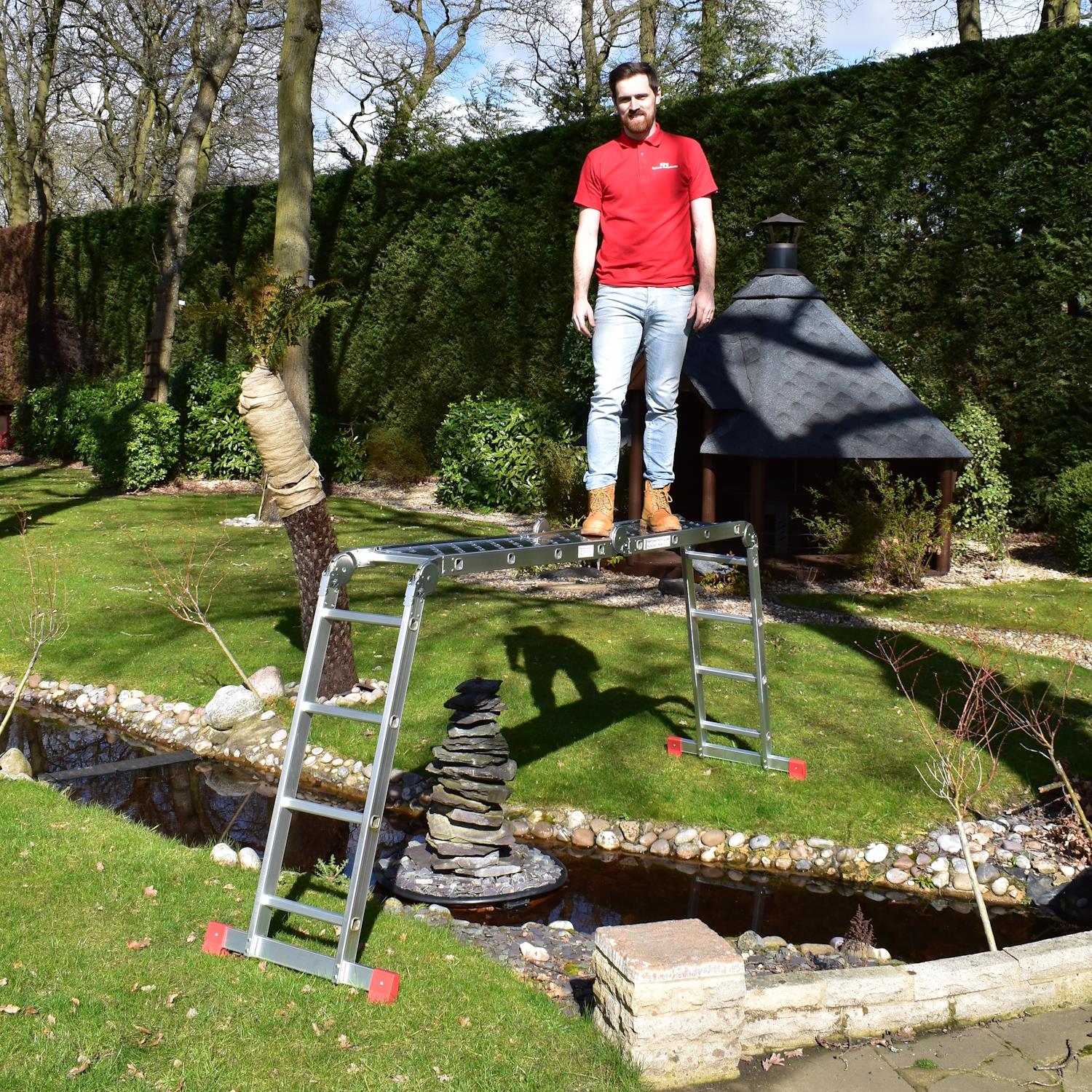 Ladder Multi Purpose 4.7m with two platforms folding ladder - Image 14
