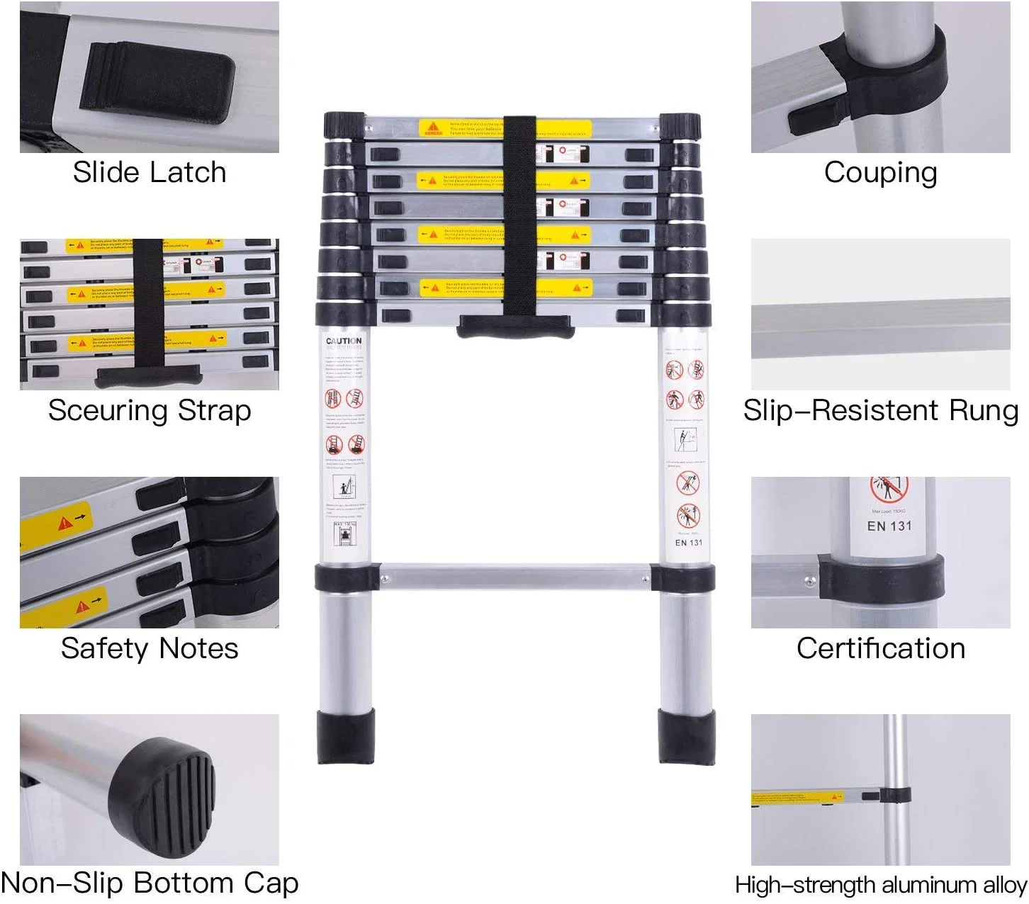 Ladder Telescopic Aluminium Extension Ladder 1m-2.6m - Image 6