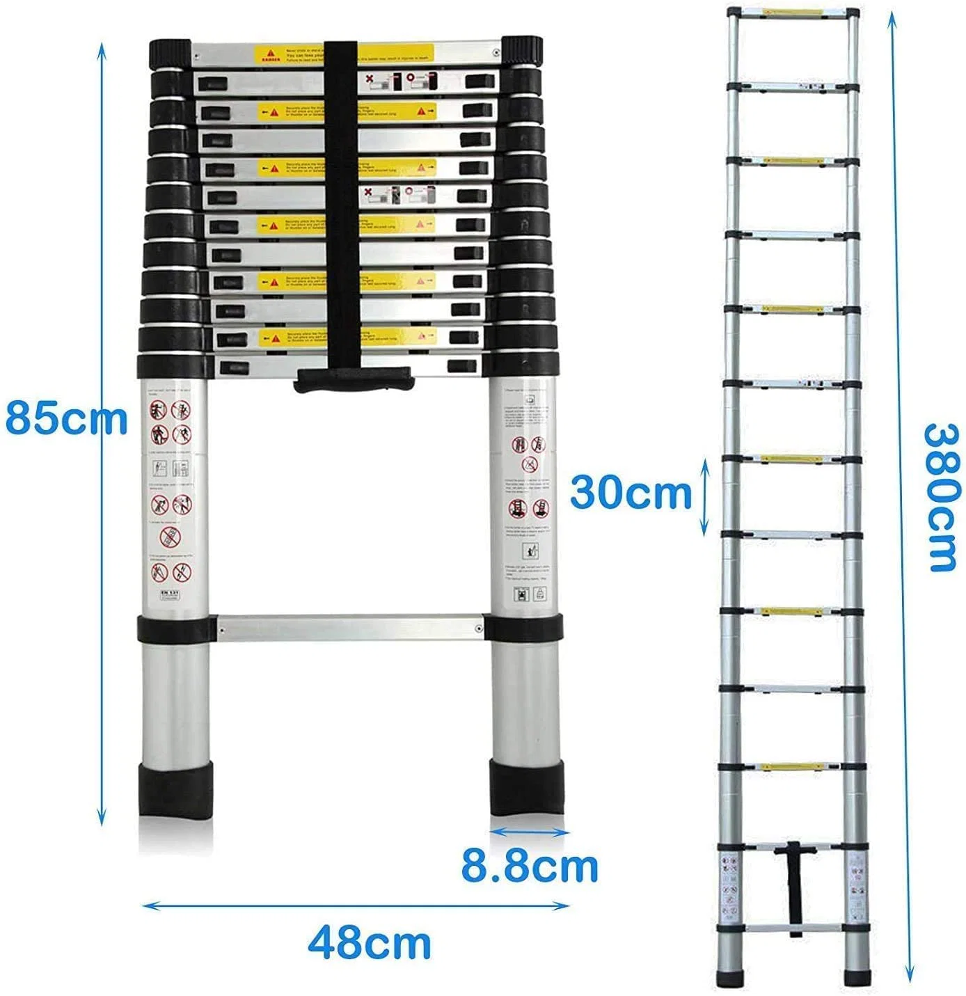 Ladder Telescopic Aluminium Extension Ladder 1m-3.8m - Image 3