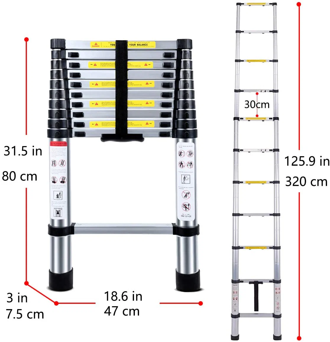 Ladder Telescopic Aluminium Extension Ladder 3.2m - Image 5