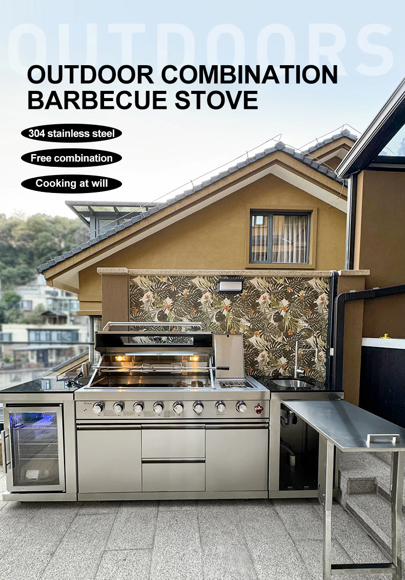 Outdoor BBQ Kitchen Garden BBQ Grill Set Stainless Steel - Image 4