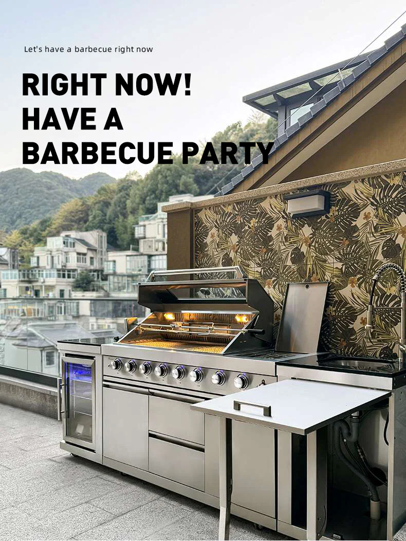 Outdoor BBQ Kitchen Garden BBQ Grill Set Stainless Steel - Image 5