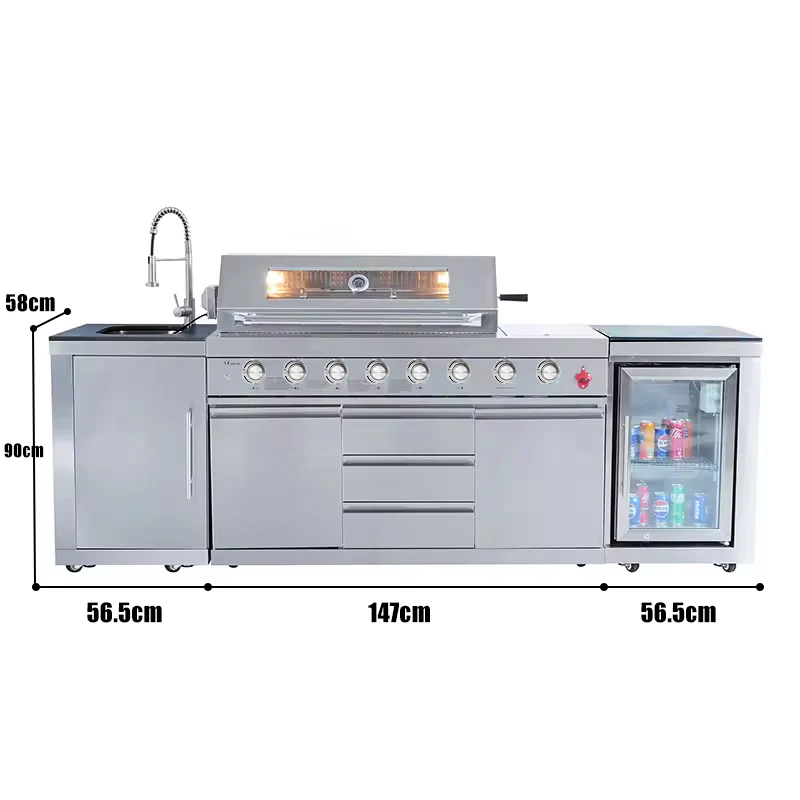 Outdoor BBQ Kitchen Garden BBQ Grill Set Stainless Steel - Image 6