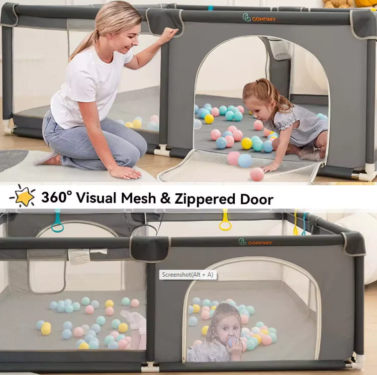 Baby Playpen dark grey 180x150cm - Image 3