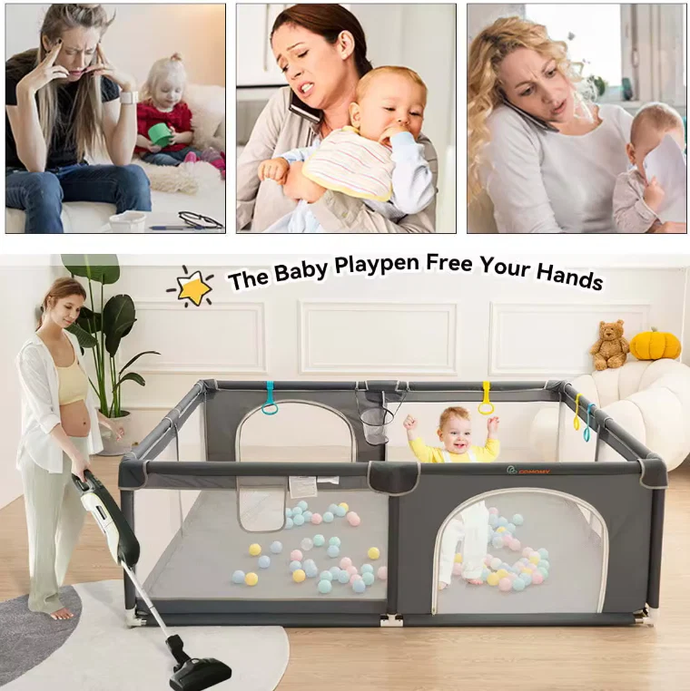 Baby Playpen dark grey 180x150cm - Image 4