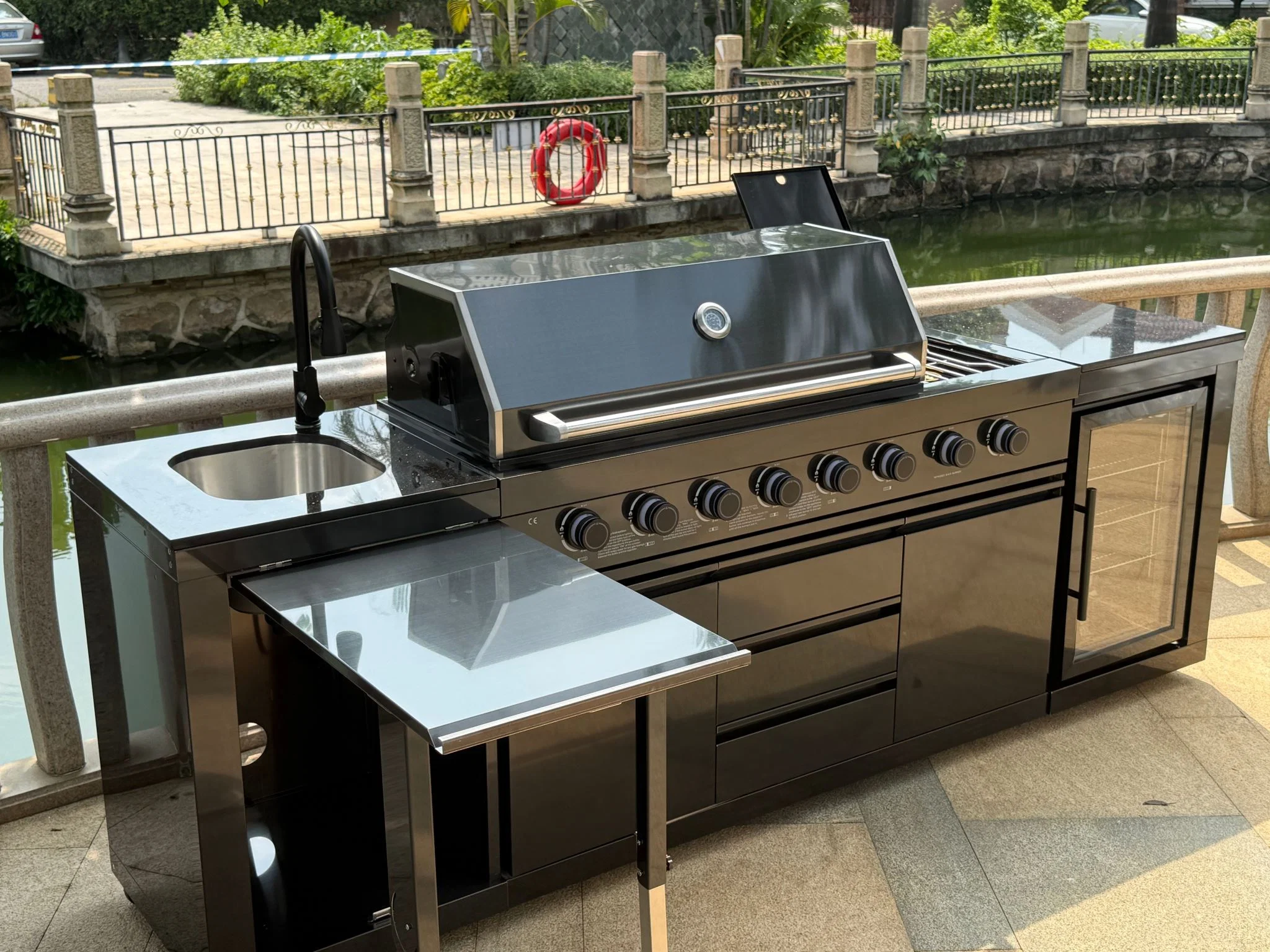 Outdoor BBQ Kitchen Garden BBQ Grill Set Black - Image 4