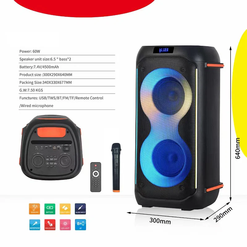 Bluetooth party speaker with microphone 2 x 6.5″ bass Partybox 610 - Image 4