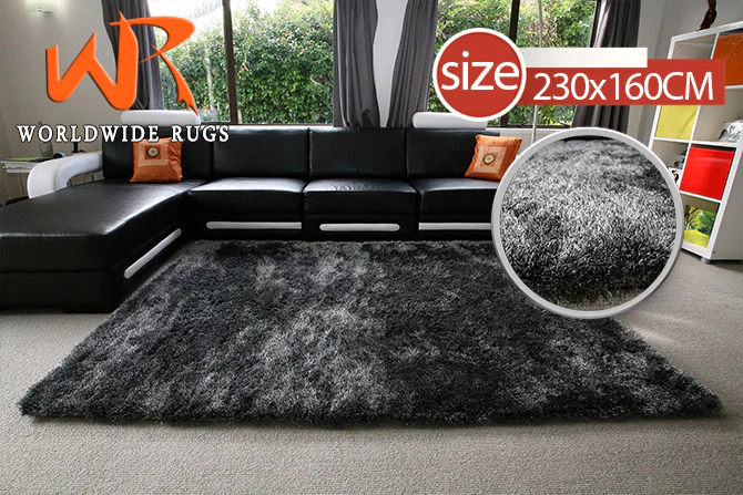 Silk Black/White rug 2x1.4m - Image 6